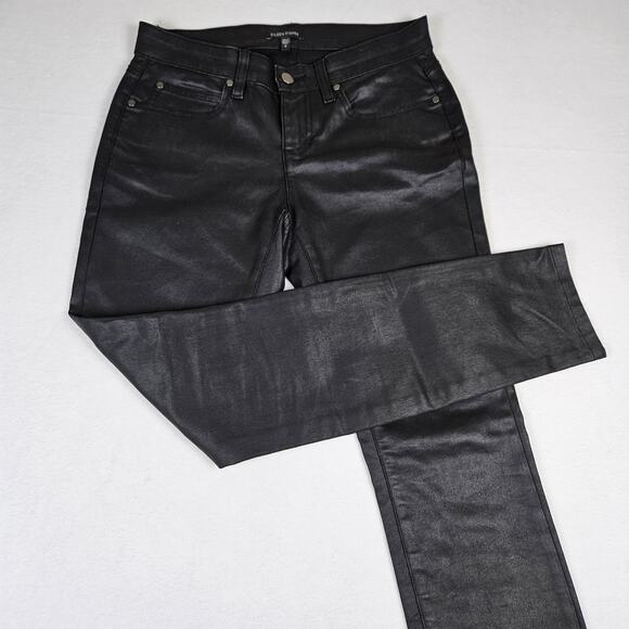 Eileen Fisher Womens Waxed Organic Cotton Stretch Denim Pant Black Biker Chic 4 - Picture 16 of 16